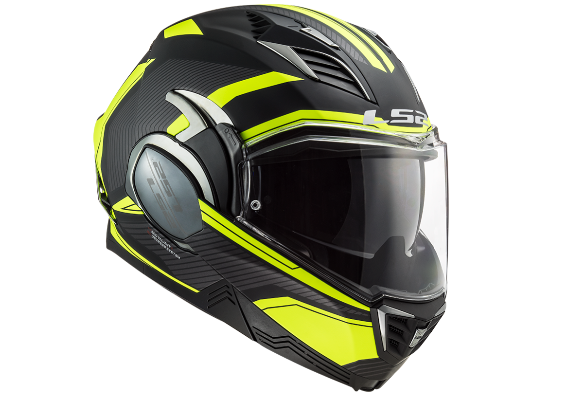 LS2 Překlopná moto přilba FF900 VALIANT II REVO MATT BLACK H-V YELLOW