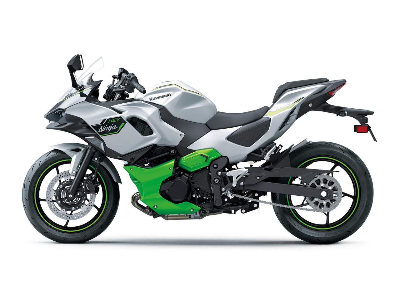KAWASAKI Ninja 7 Hybrid Metallic Bright Silver / Metallic Matte Lime Green / Ebony