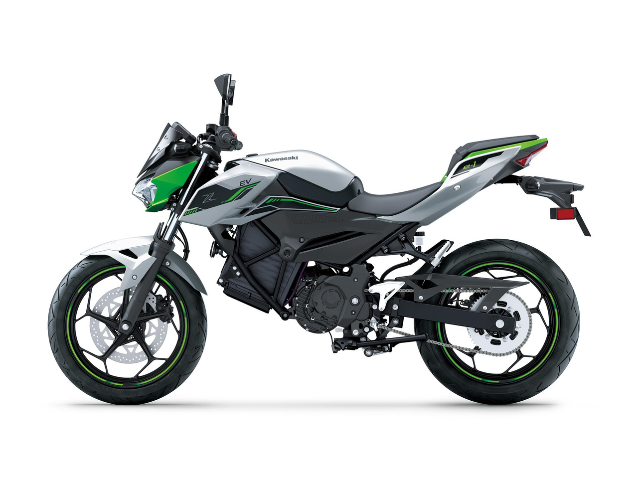 KAWASAKI Z e-1 Metallic Bright Silver / Metallic Matte Lime Green / Ebony