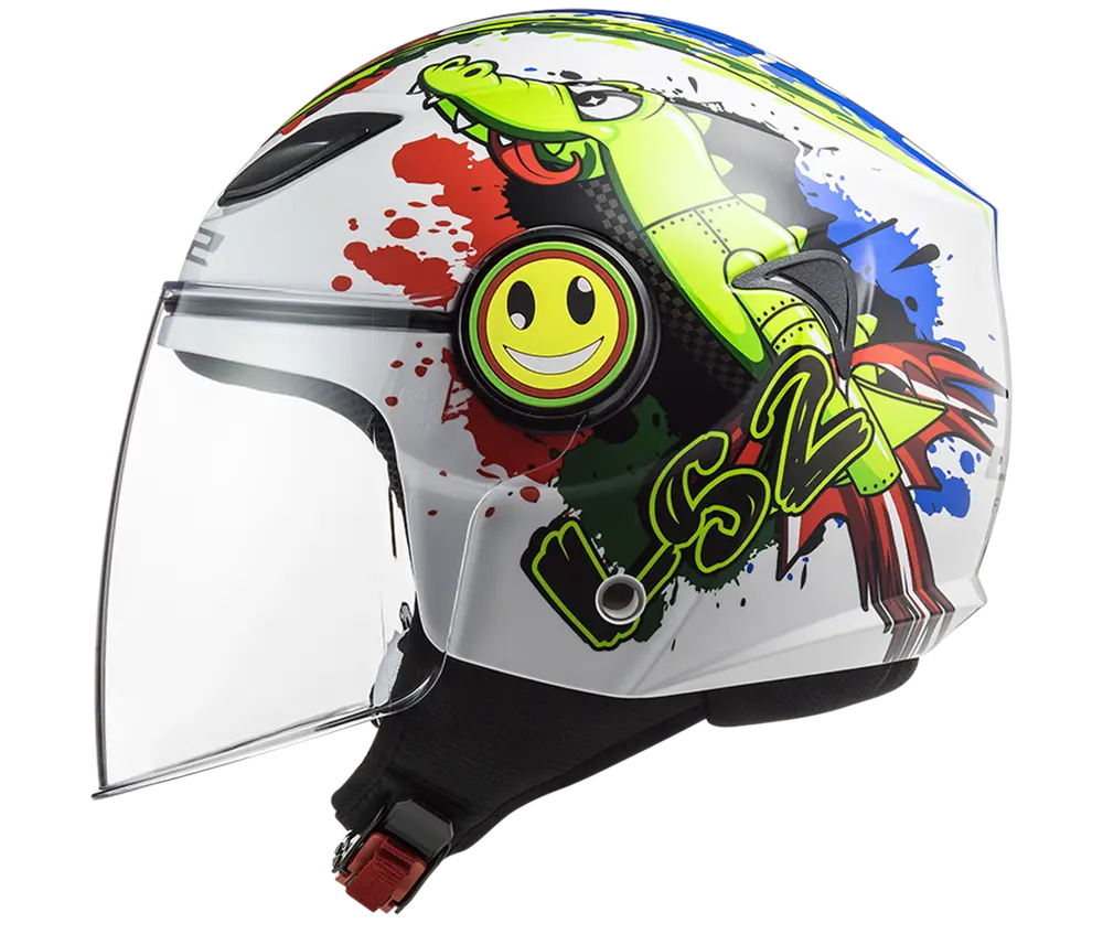 LS2 Dětská otevřená moto přilba OF602 Funny Croco Gloss White