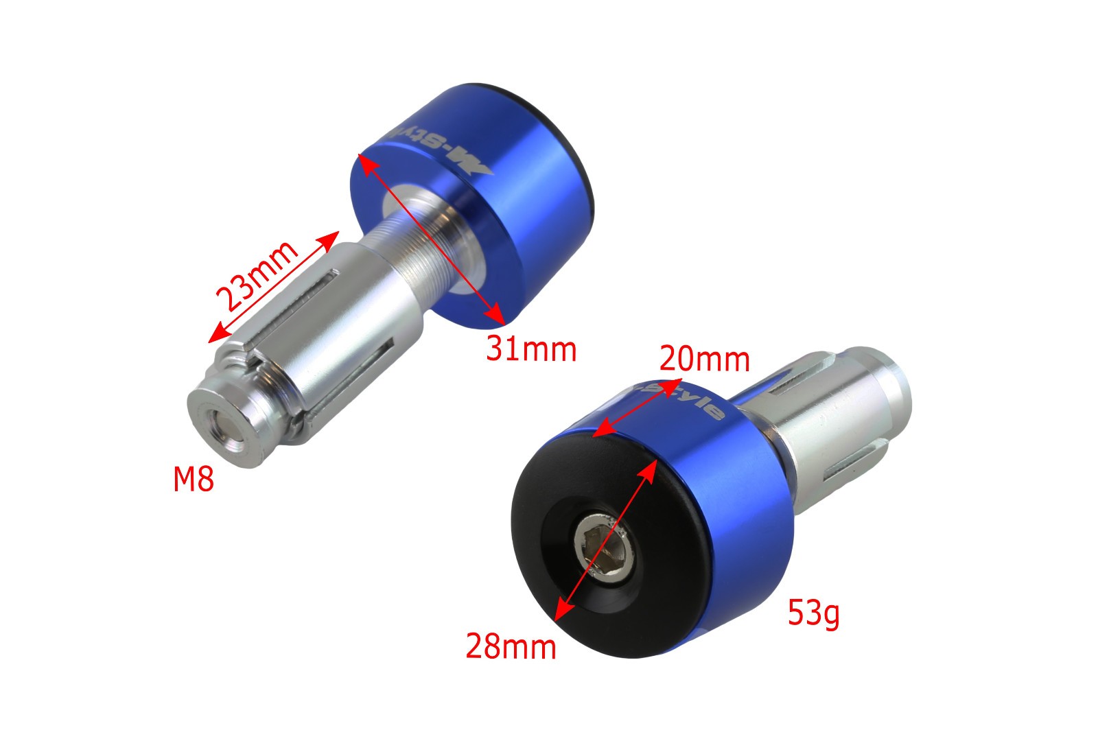 Závaží do řídítek GRAND redukcí pro vnitřní průměr 13 a 18 mm