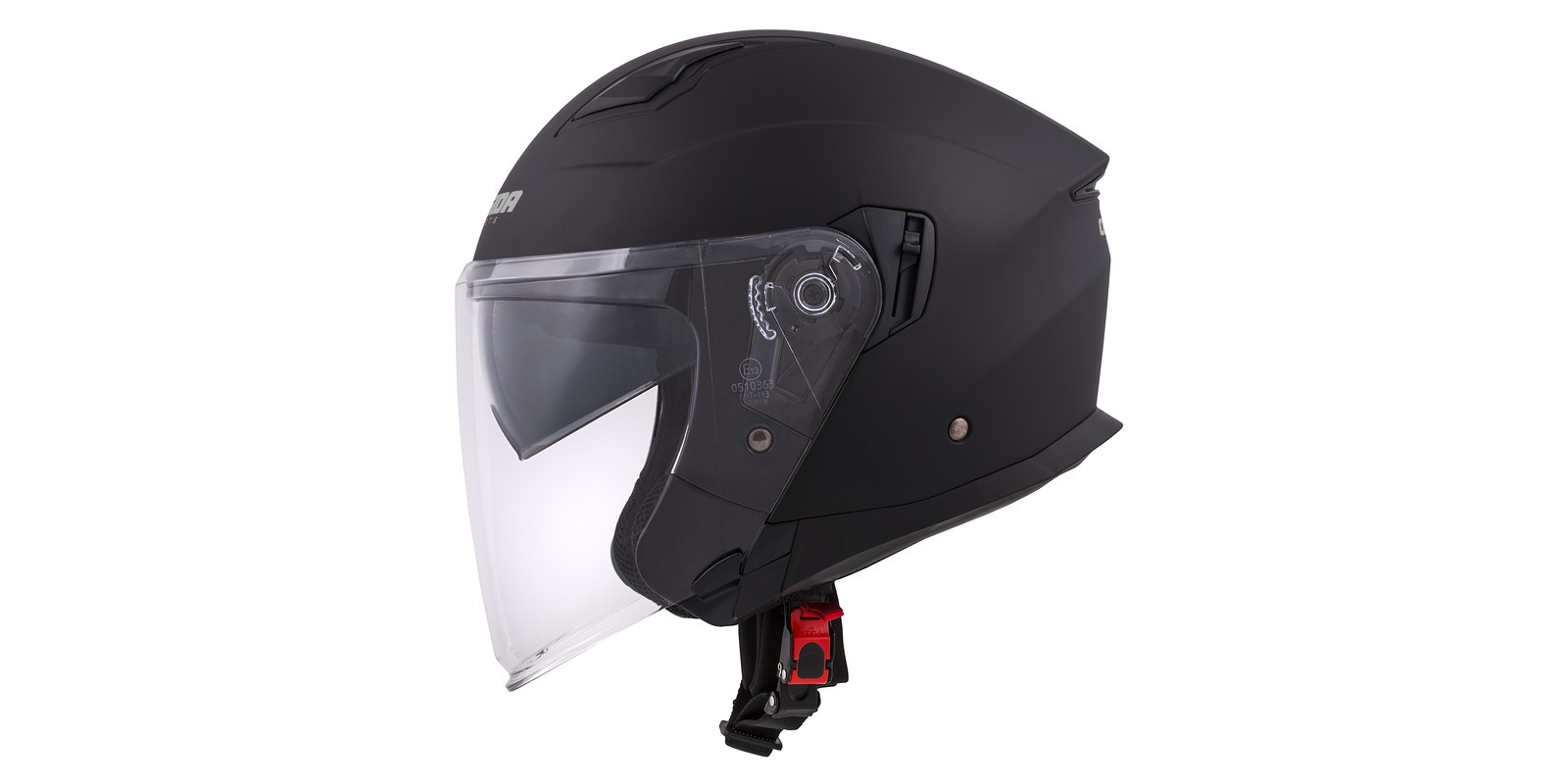 CASSIDA Otevřená moto přilba Jet Tech černá matná šedá loga