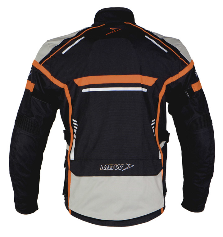 MBW Pánská textilní moto bunda CHALLENGER černá šedá oranžová