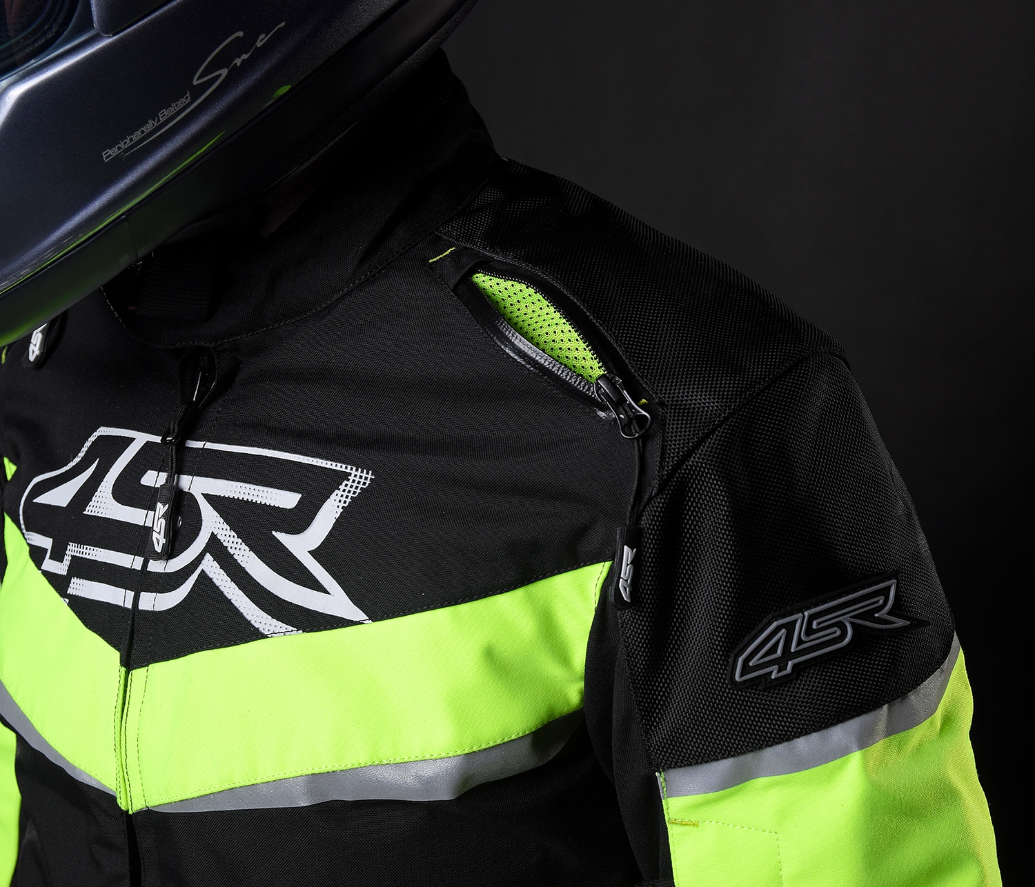 4SR Pánská textilní moto bunda Young Gun Nitro černá šedá fluo