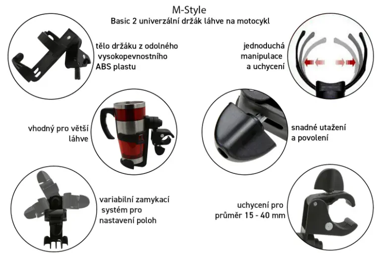M-Style Basic 2 univerzální držák láhve na motocykl
