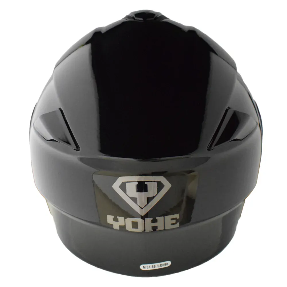 Přilba výklopná YOHE 938 Double Visor, (černá lesklá)