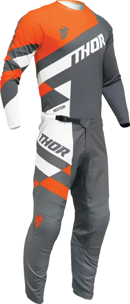 THOR dětské kalhoty SECTOR CHECKER tm.šedá/oranžová