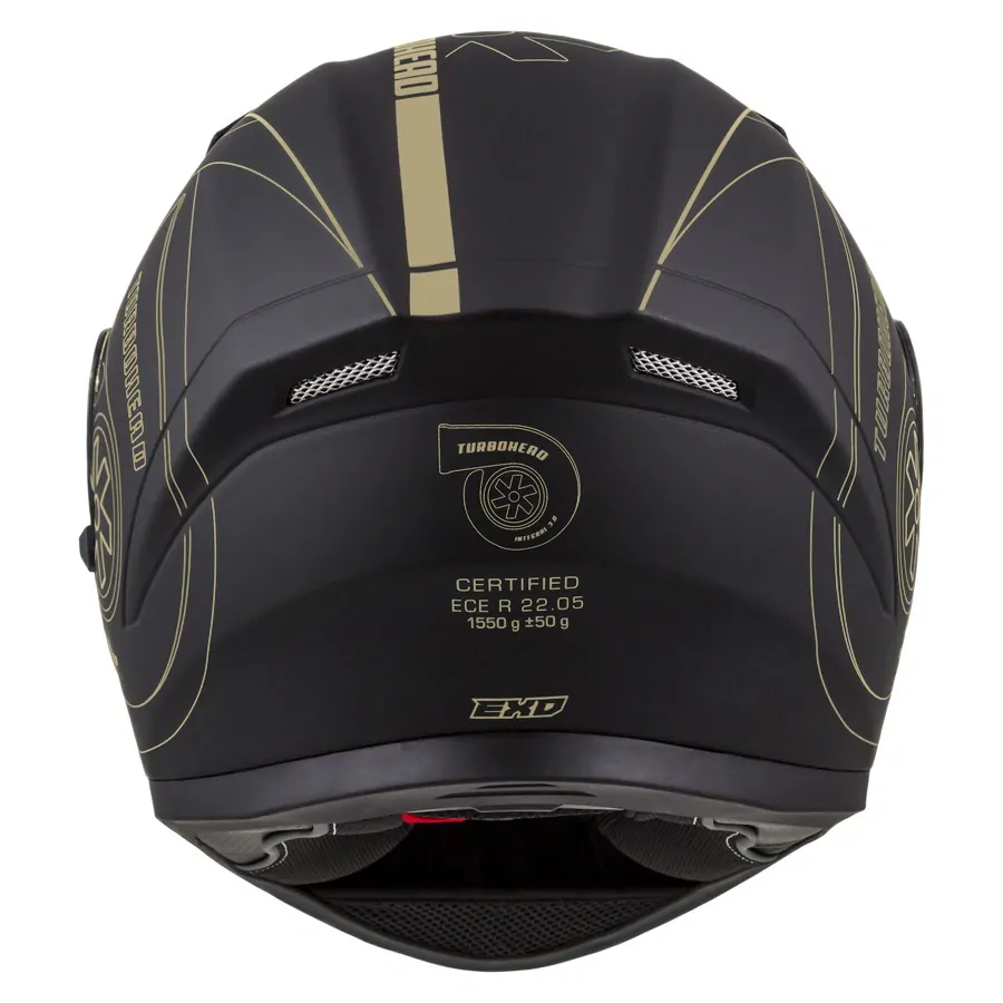 CASSIDA Integrální moto přilba  3.0 TURBOHEAD černá zlatá