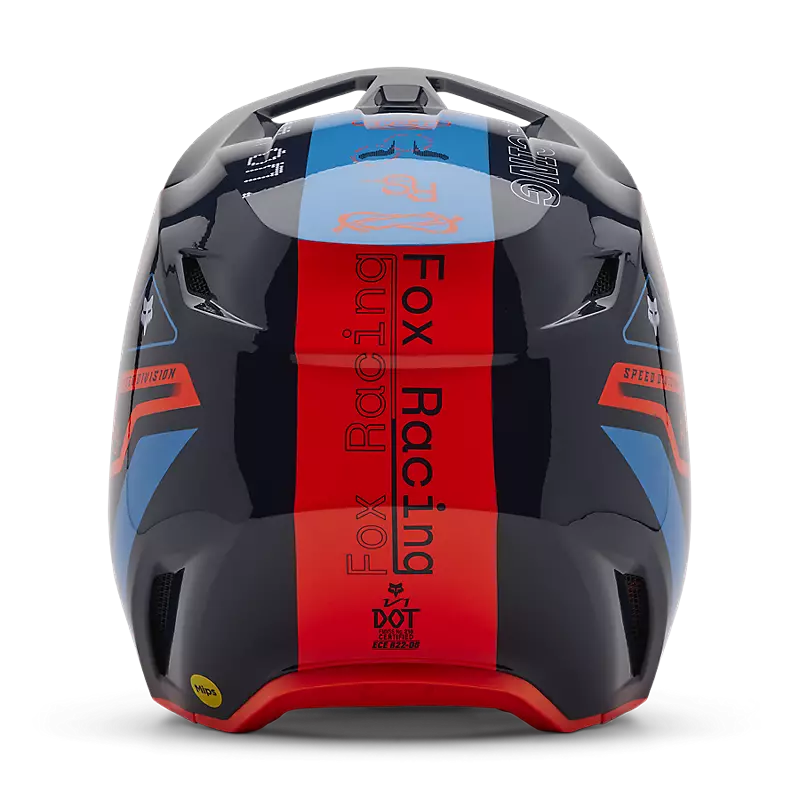Přilba FOX motokrosová V1 Race Spec Helmet černá/fluo oranžová, světle modrá