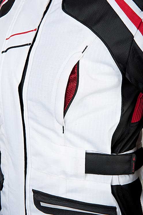 MBW Dámská textilní moto bunda NIKITA bílo červená