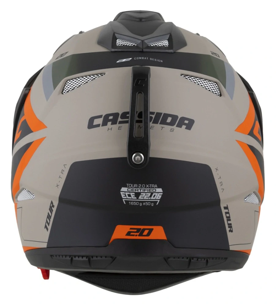 CASSIDA Enduro moto přilba Tour 2.0 X-tra písková matná oranžová zelená černá plexi s přípravou pro Pinlock