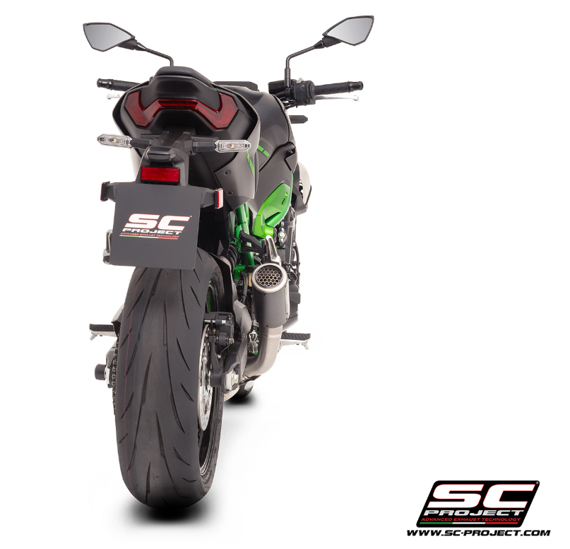 SC-PROJECT KAWASAKI Z900 2025- Karbonový výfuk CR-T s mřížkou Stoneguard homologovaný 