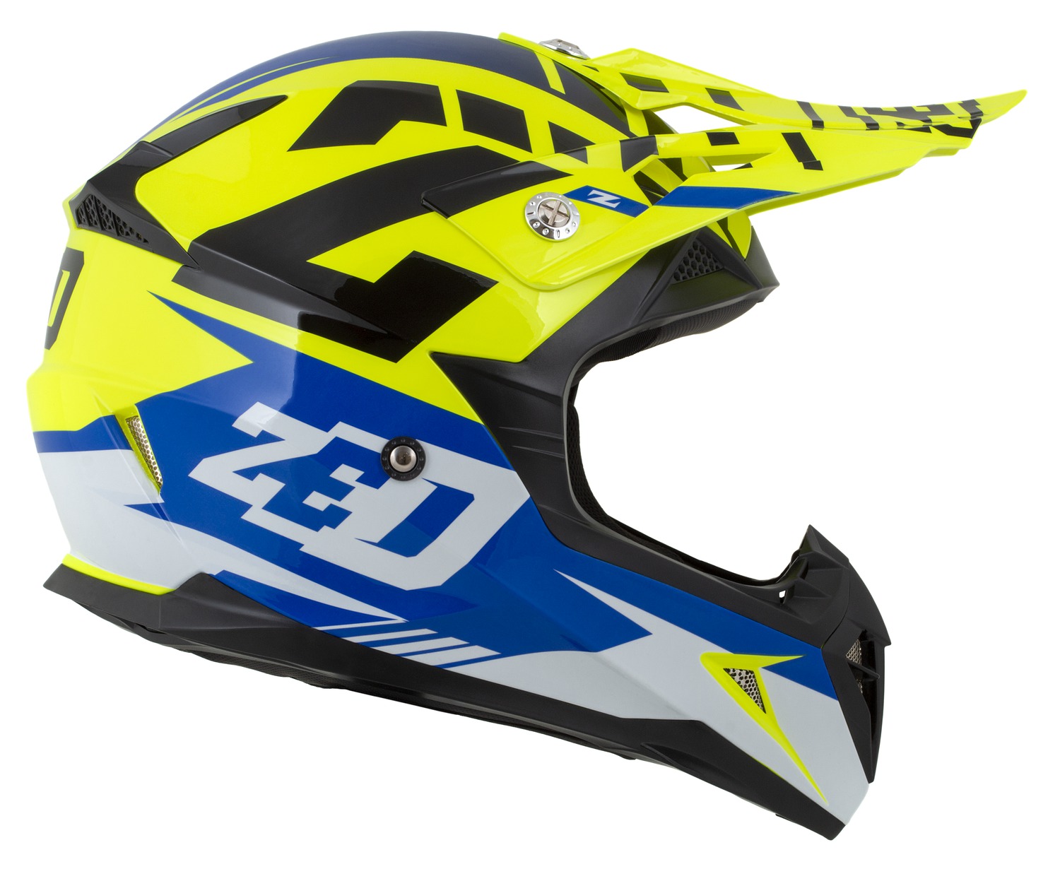 ZED Pánská moto přilba X1.9D TARGO žlutá fluo modrá černá bílá