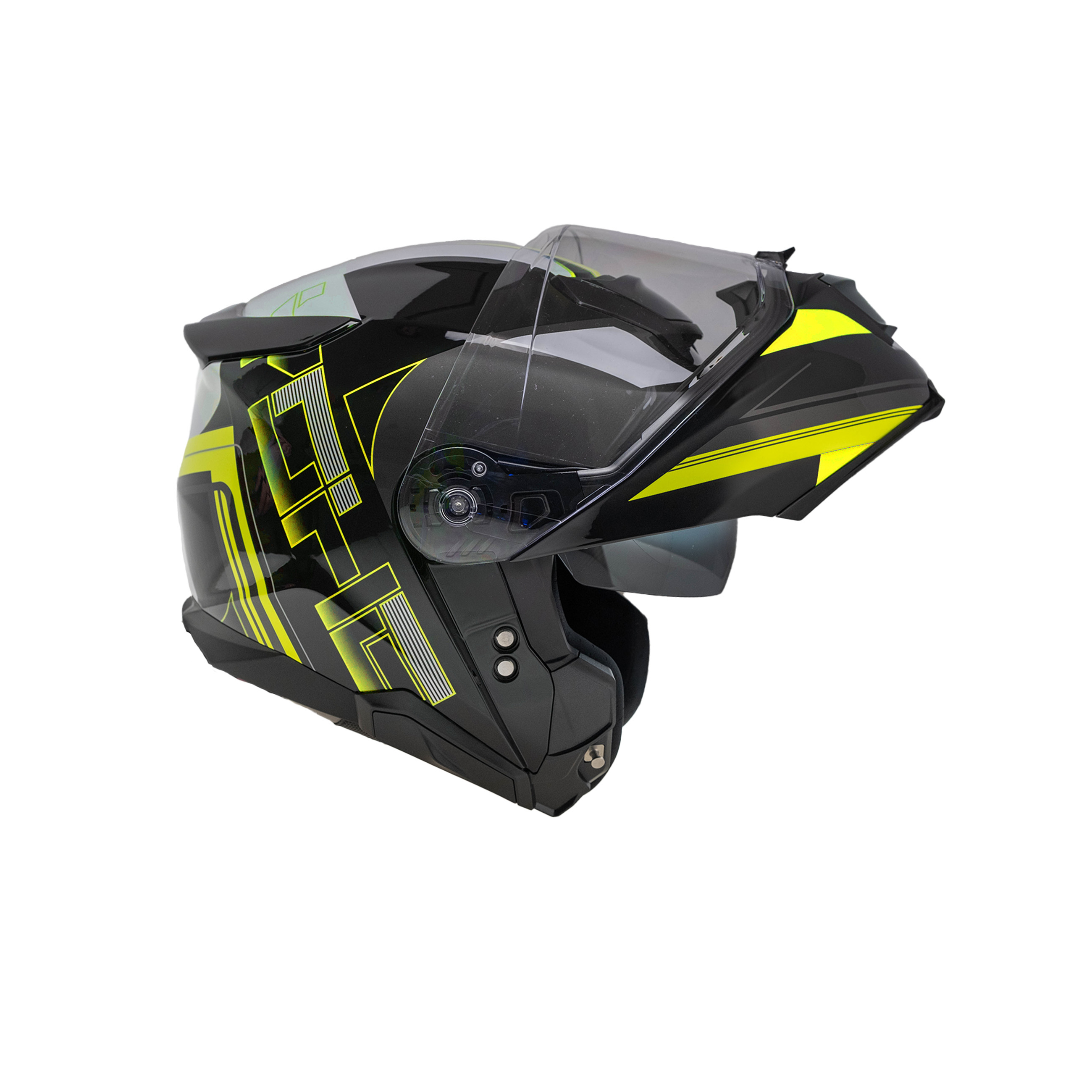 YOHE Výklopná moto přilba 937 Double Visor Černá Fluo
