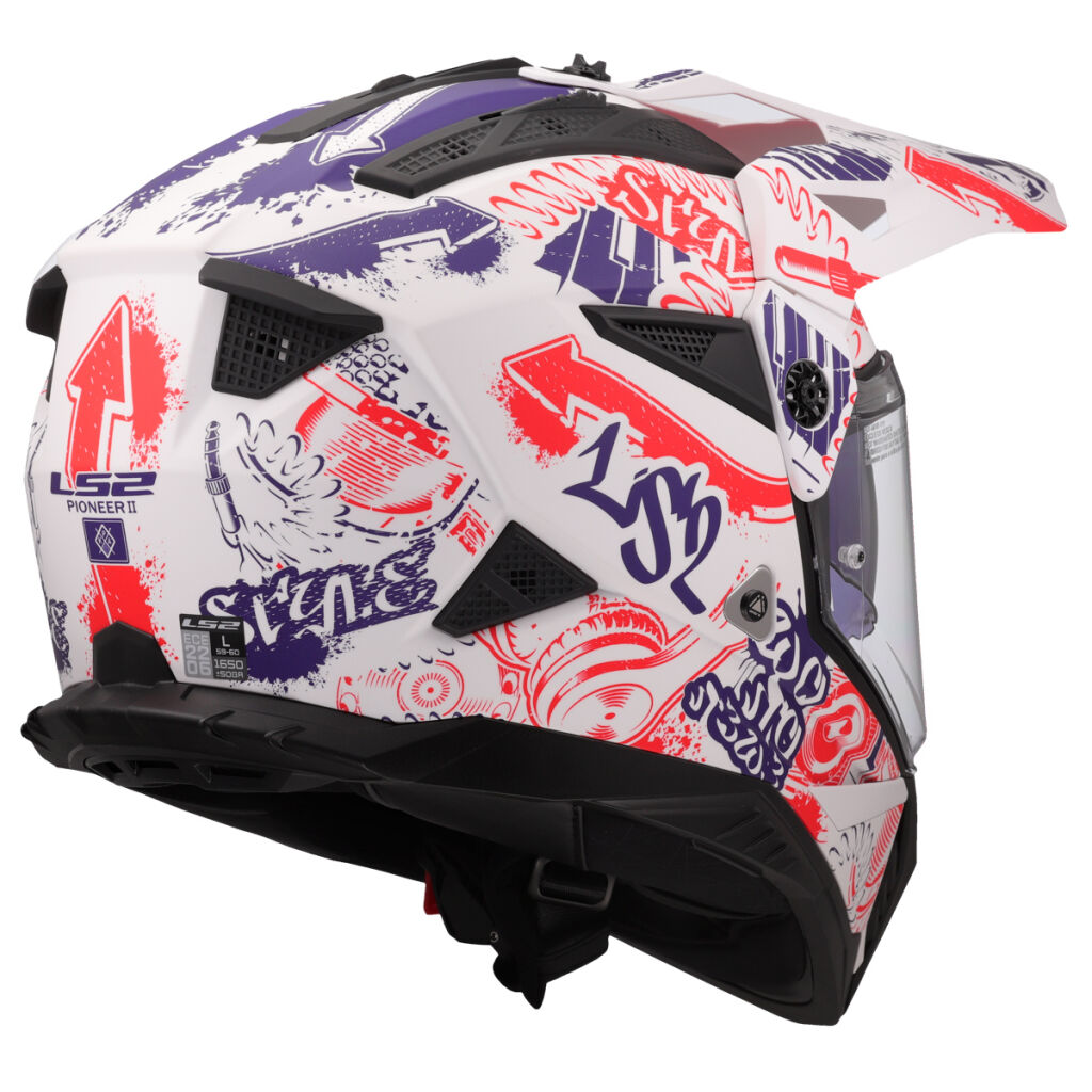 LS2 Enduro moto přilba MX702 PIONEER II FANTASY WHITE RED BLUE