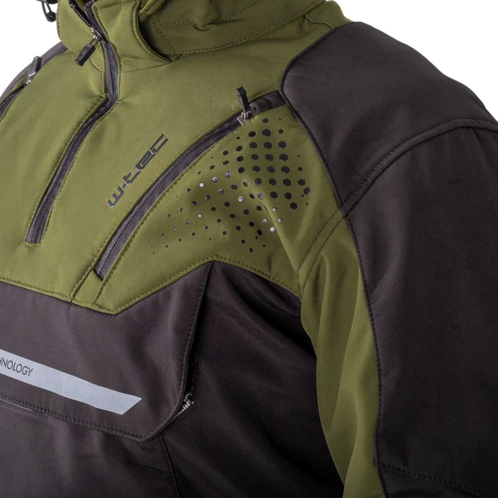 W-TEC Pánská softshellová moto bunda Annorack - khaki-černá