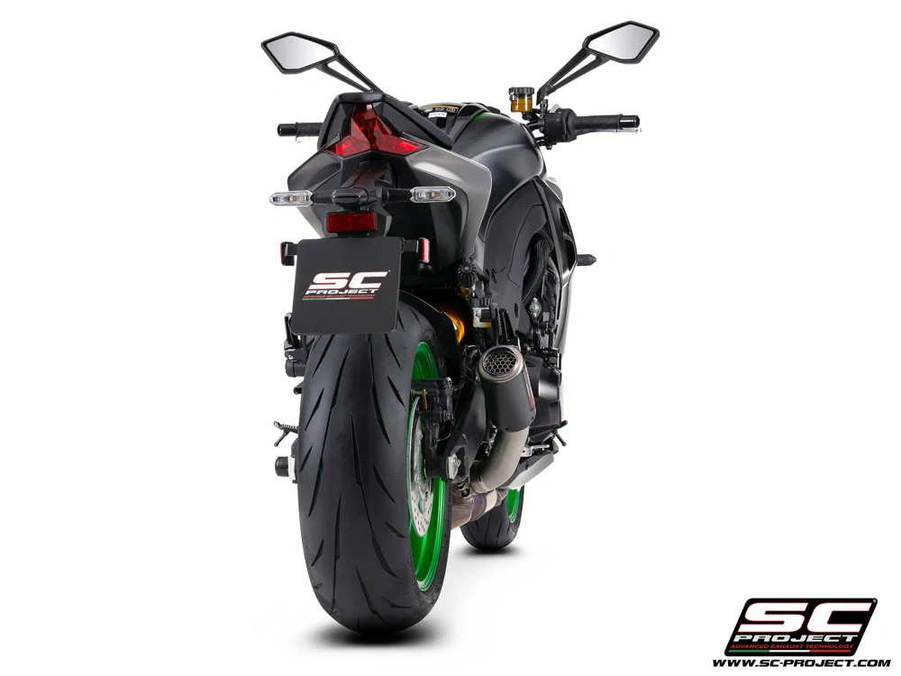 SC-PROJECT Kawasaki Z1100-SE 2026 Výfuk z uhlíkových vláken CR-T s mřížkou proti kamenům
