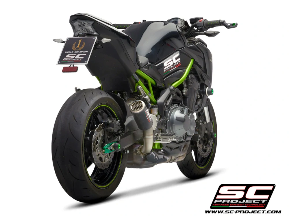 SC-PROJECT KAWASAKI Z900 A2 (2017-2020)Výfuk z uhlíkových vláken CR-T s mřížkou proti kamenům