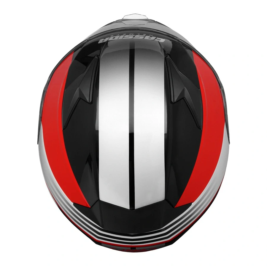 CASSIDA Integrální moto přilba Fibre Jawa Sport černo stříbrno červená