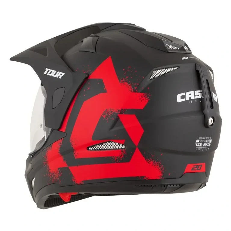 CASSIDA Enduro moto přilba Tour 2.0 CREW (černá matná/červená) plexi s přípravou pro Pinlock