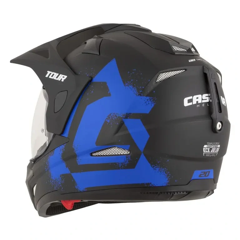 CASSIDA Enduro moto přilba Tour 2.0 CREW (černá matná/modrá) plexi s přípravou pro Pinlock