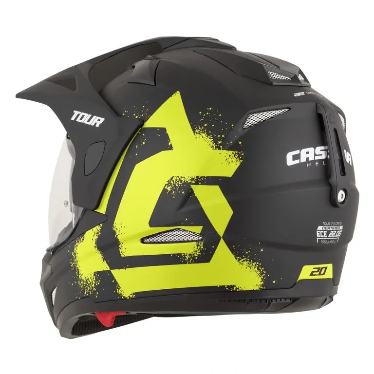 CASSIDA Enduro moto přilba Tour 2.0 CREW (černá matná/žlutá) plexi s přípravou pro Pinlock