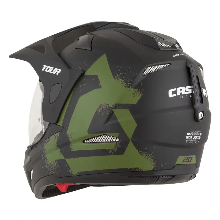 CASSIDA Enduro moto přilba Tour 2.0 CREW (černá matná/zelená) plexi s přípravou pro Pinlock