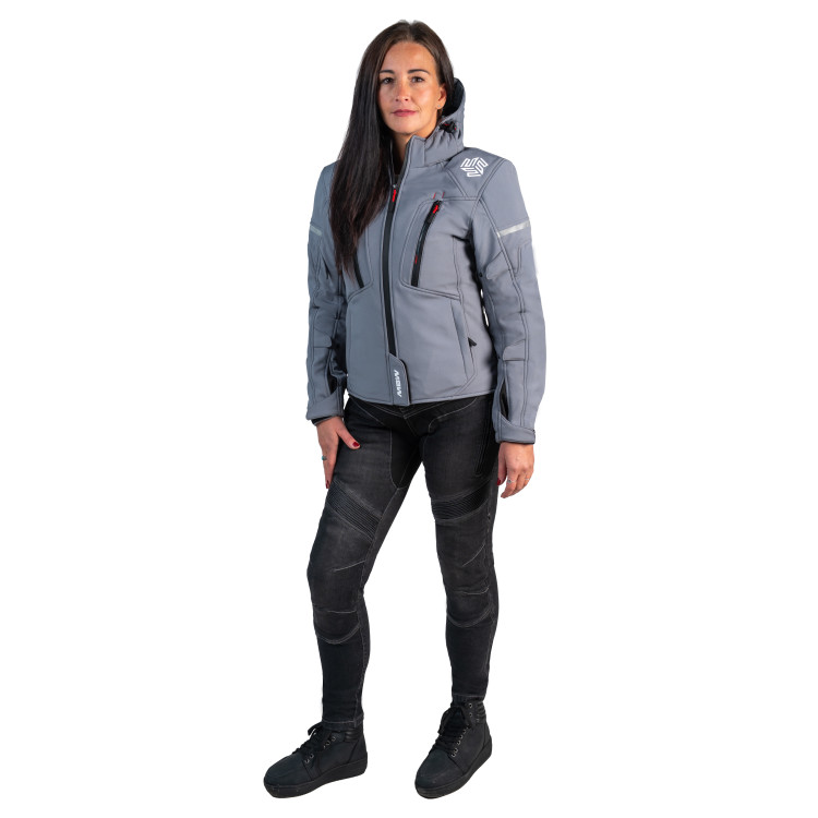 MBW Dámská softshell moto bunda HANA stone grey