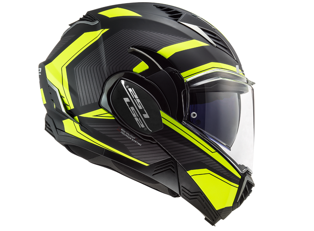 LS2 Překlopná moto přilba FF900 VALIANT II REVO MATT BLACK H-V YELLOW