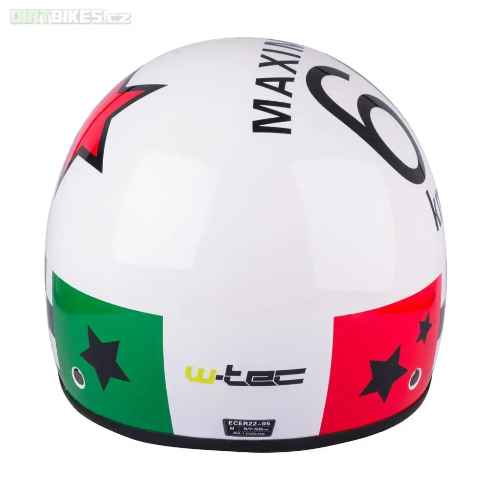 Přilba otevřená W-TEC FS-710G Sixty White - bílá s grafikou