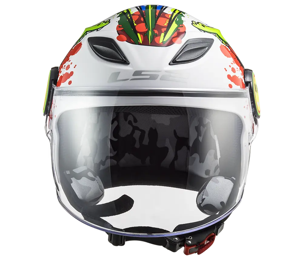 LS2 Dětská otevřená moto přilba OF602 Funny Croco Gloss White