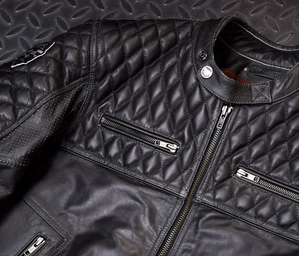 4SR Pánská kožená moto bunda Scrambler Petroleum