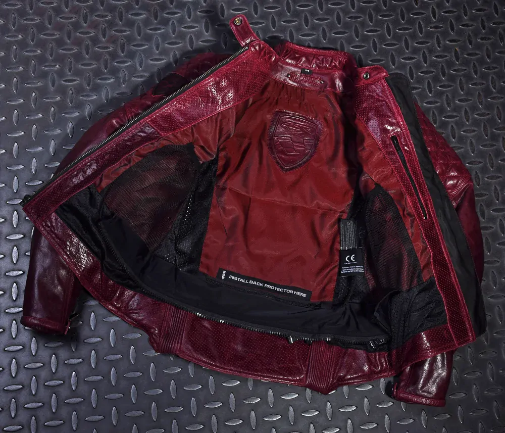 4SR Dámská kožená moto bunda Scrambler Lady Wine