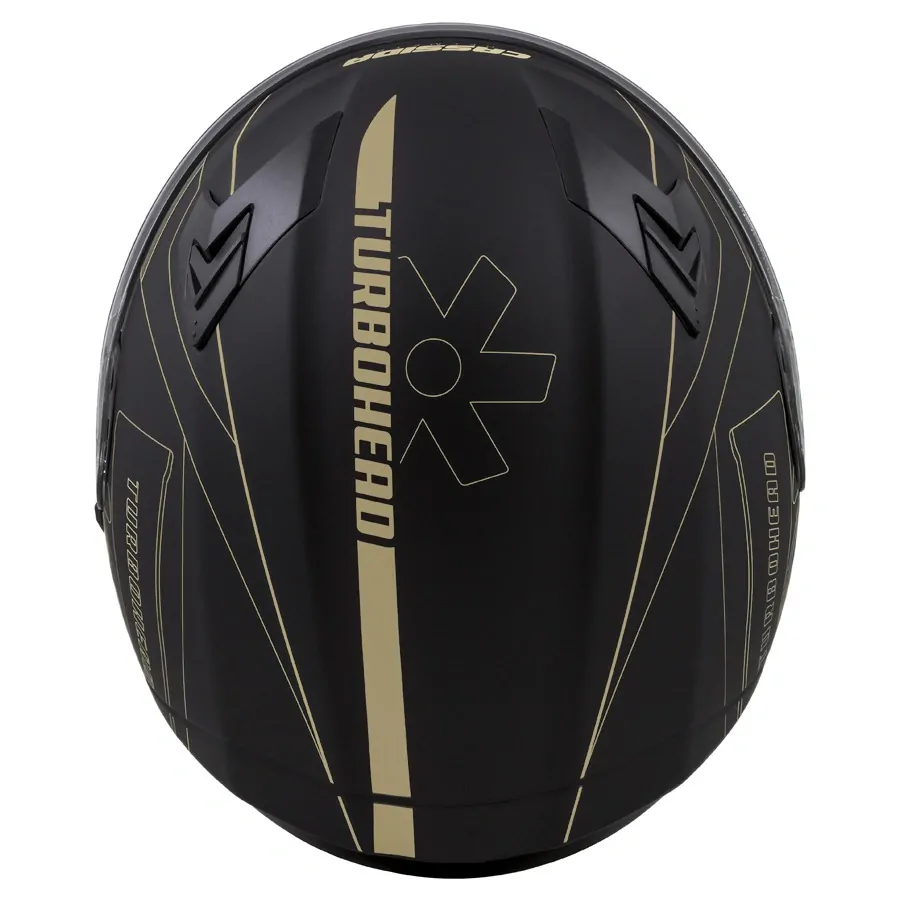 CASSIDA Integrální moto přilba  3.0 TURBOHEAD černá zlatá