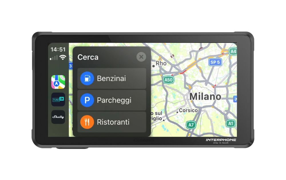 Interphone displej RIDESYNC - Apple CarPlay a Android Auto pro motocykly + stínítko zdarma