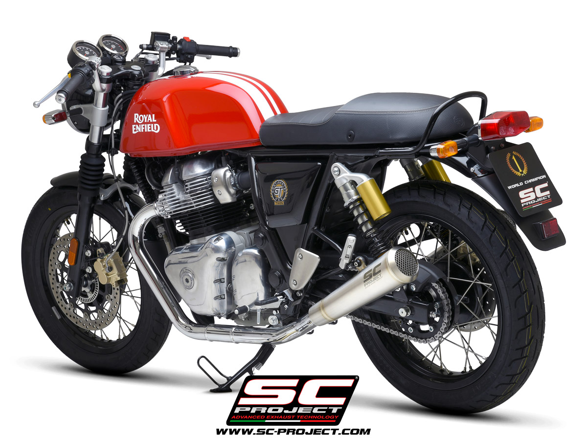 SC-PROJECT pár nerezových výfuků Conico 70s Royal Enfield Continental GT 650 (2019–2024)