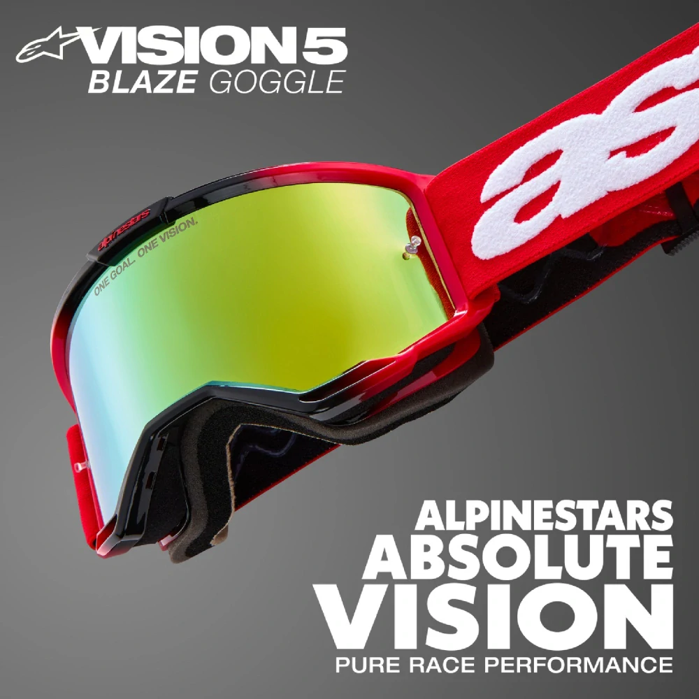 Alpinestars brýle VISION 5 BLAZE, ALPINESTARS (červená, zrcadlové zlaté plexi) 2025