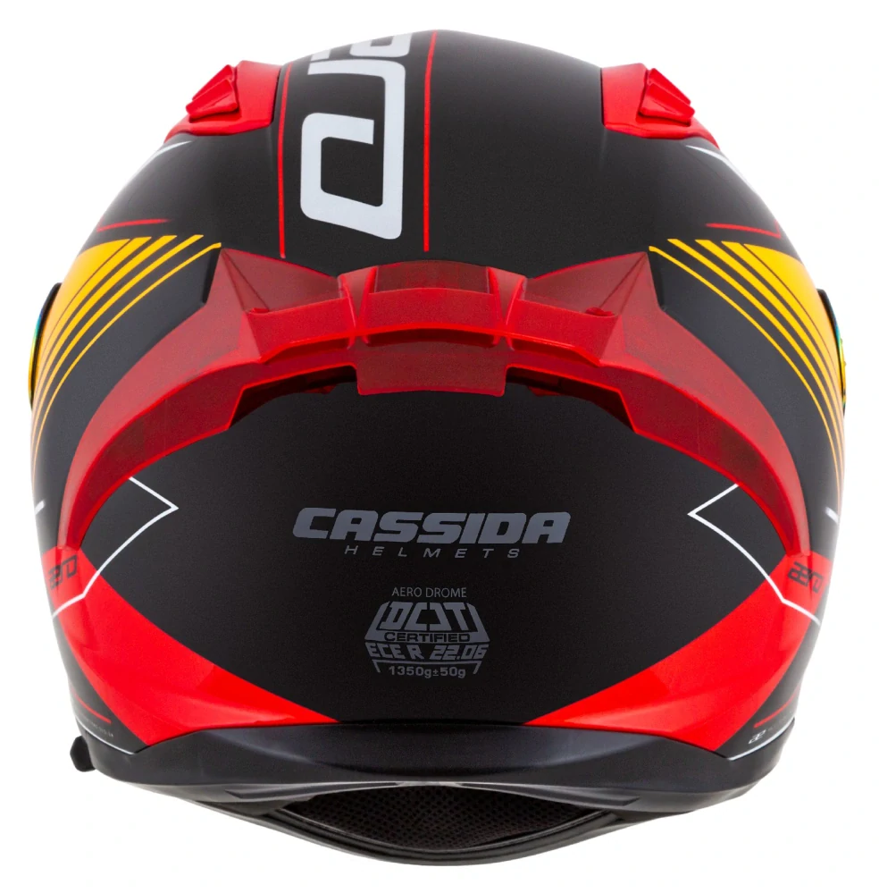 CASSIDA Integrální moto přilba Aero Drome černá met. oranžová červená bílá
