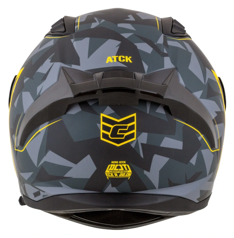 CASSIDA Integrální moto přilba Aero ATCK šedá camo černá žlutá fluo