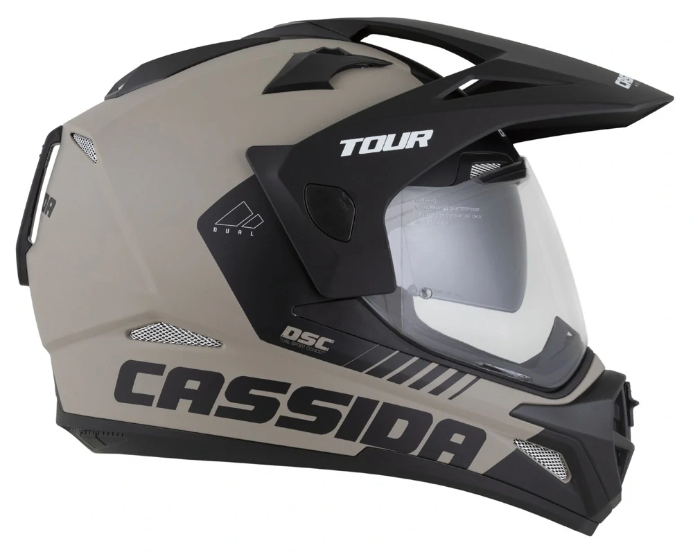 CASSIDA Enduro moto přilba Tour 2.0 Dual písková matná černá, plexi s přípravou pro Pinlock