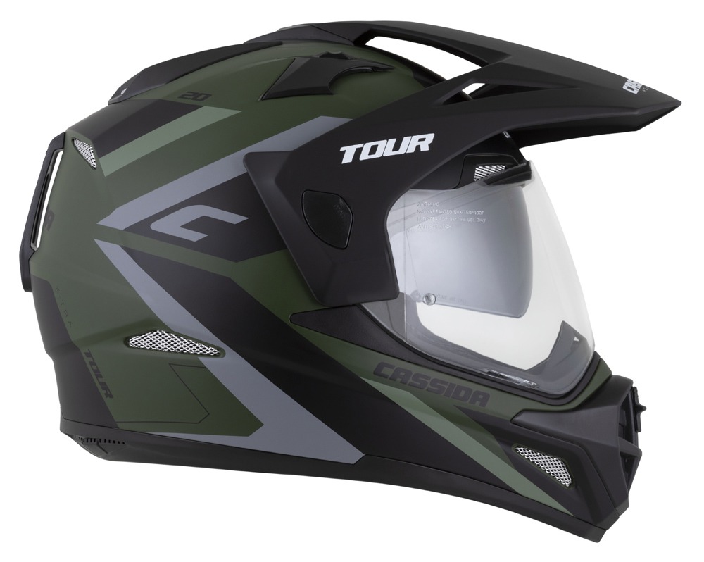 CASSIDA Enduro moto přilba  Tour 2.0 X-tra zelená matná šedá černá
