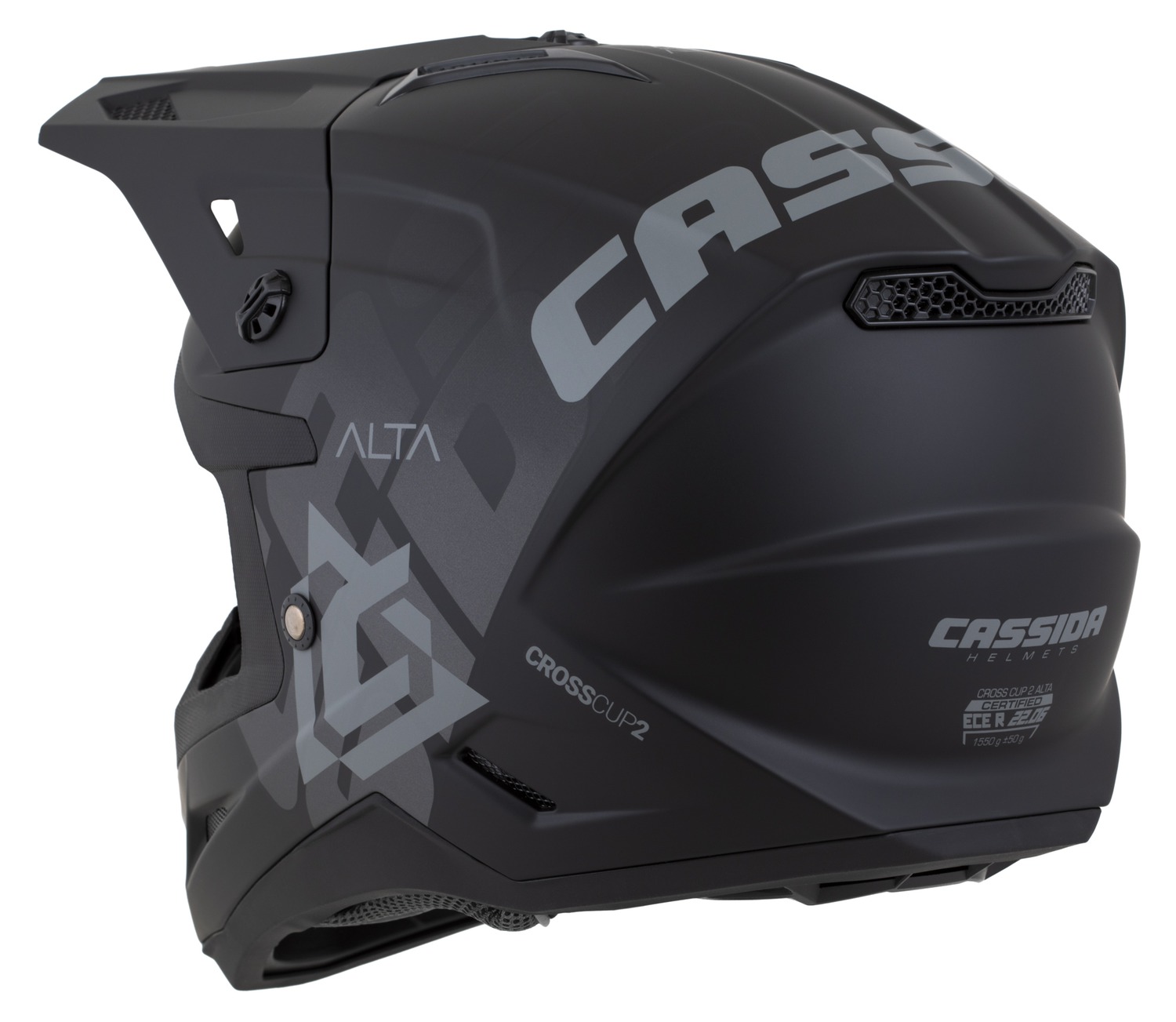 CASSIDA Motokrosová přilba Cross Cup 2 Alta černá matná tmavě šedá
