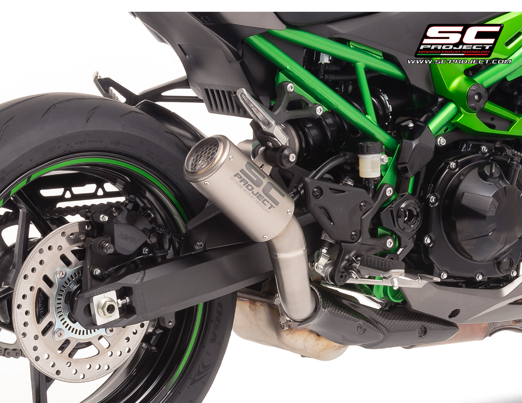 SC-PROJECT KAWASAKI Z900 2025- Titanový výfuk CR-T s mřížkou Stoneguard homologovaný 