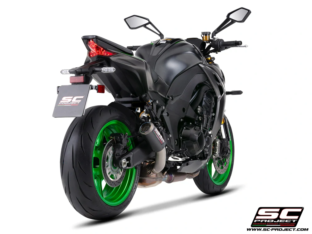 SC-PROJECT Kawasaki Z1100-SE 2026 Výfuk z uhlíkových vláken CR-T s mřížkou proti kamenům