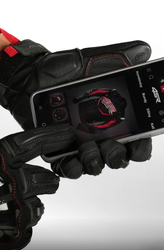 4SR Pánské koženo textilní moto rukavice TOUR-X