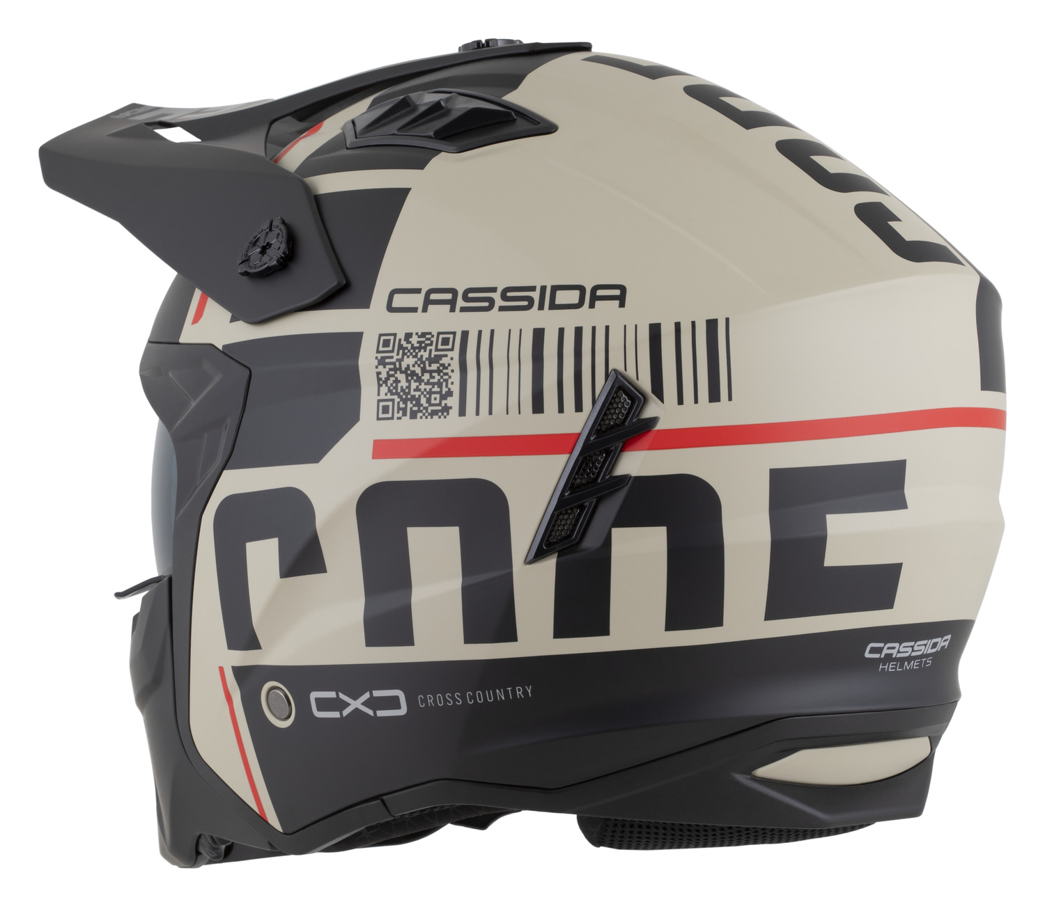 CASSIDA Moto helma CROSS COUNTRY CODE písková matná/černá/červená s odnímatelnou čelistí