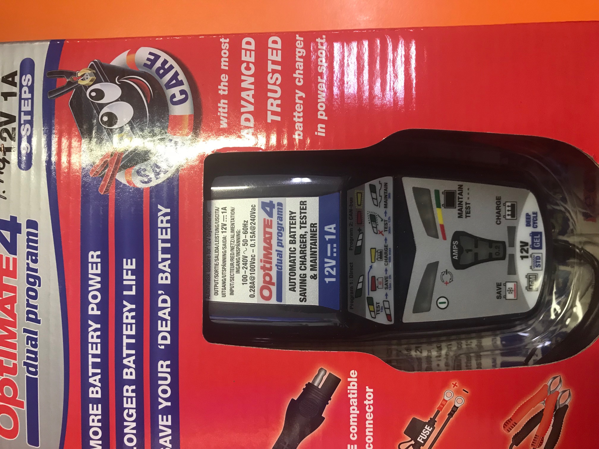 Nabíječka Optimate 4 Dual (12V/0,8A) pro olověné a AGM/GEL akumulátory (3 - 50Ah)