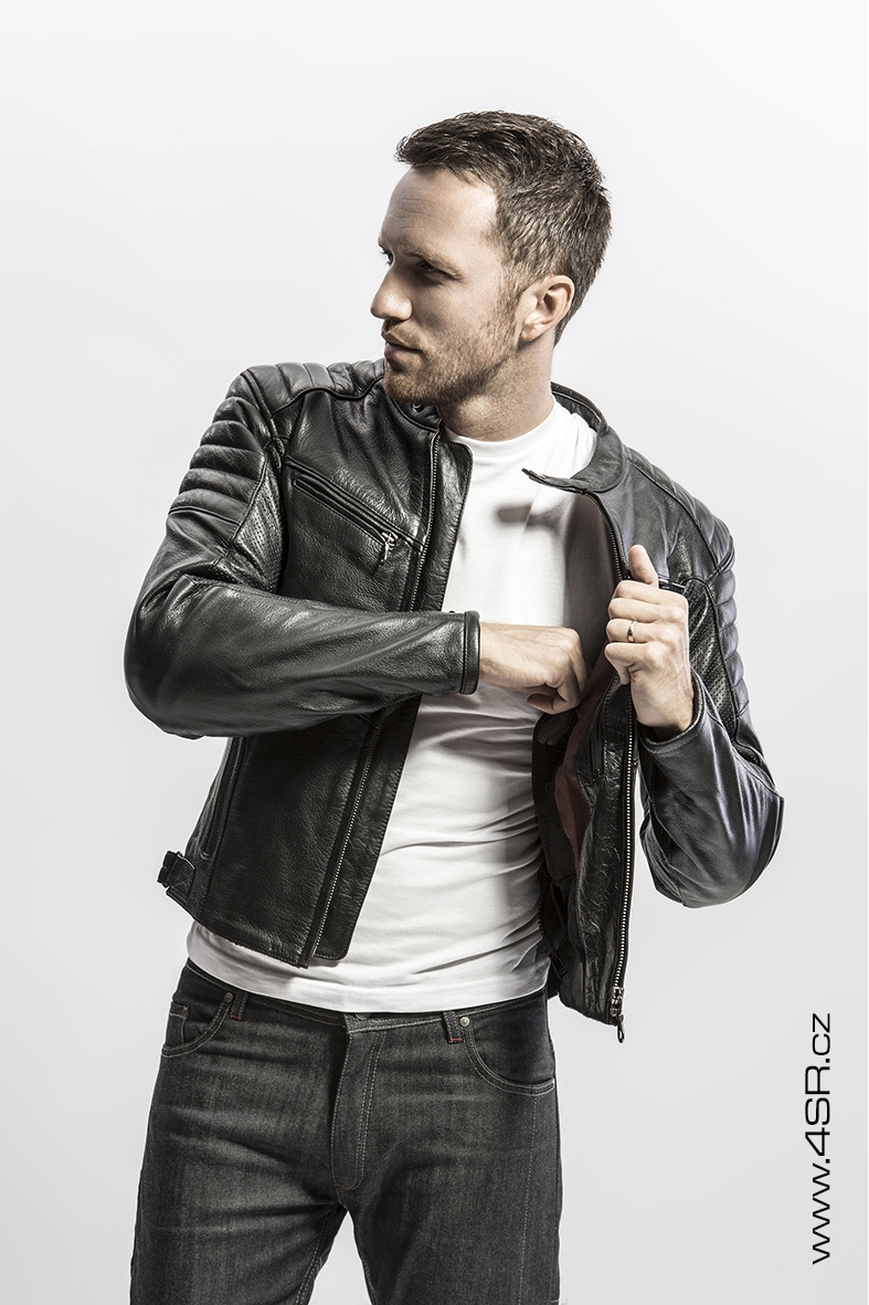 4SR Pánská kožená moto bunda B-MONSTER black
