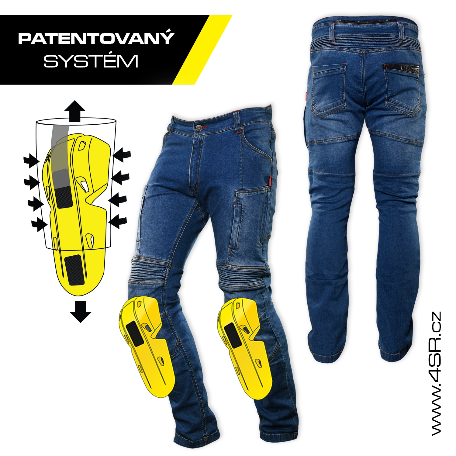 4SR Pánské kevlarové moto jeansy CLUB SPORT blue