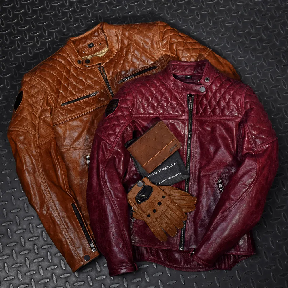 4SR Dámská kožená moto bunda Scrambler Lady Wine